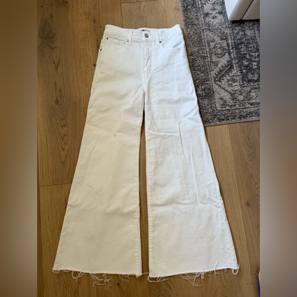 Madewell Women's White Flare Wide-Leg Crop Jeans
